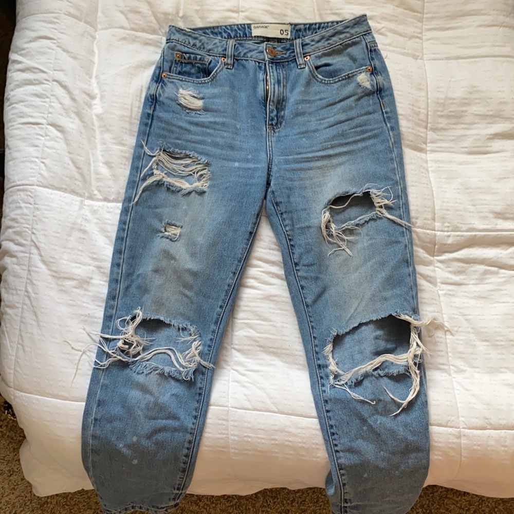 Garage Distressed Mom Jeans